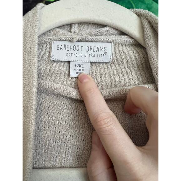 Barefoot Dreams CozyChic Ultra Light Hi Lo Cardigan Shawl Pointelle Sweater L/XL - Picture 7 of 14